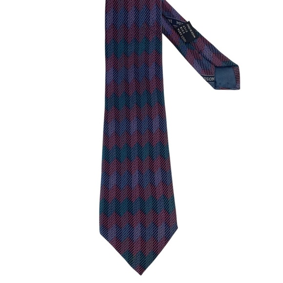 MISSONI Men’s 100% Silk Tie Necktie Zigzag Pattern Multicolor - Picture 1 of 5